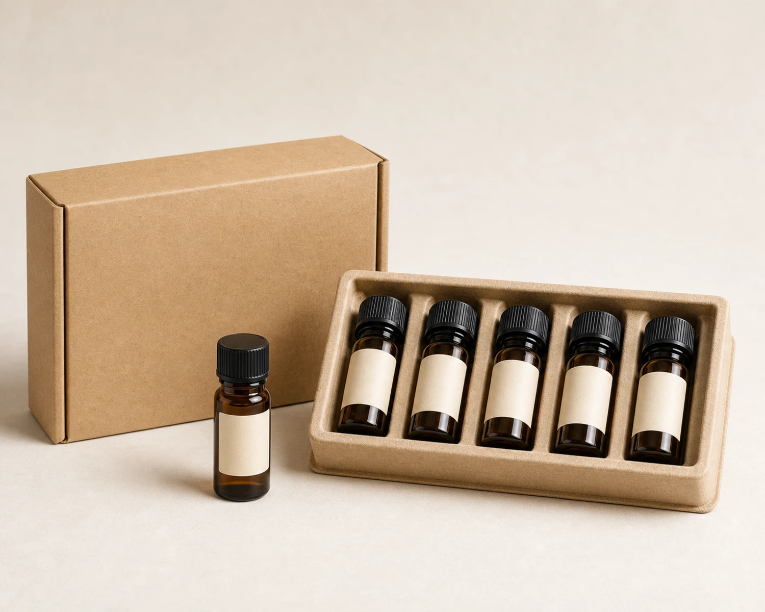 Amber Glass Sample Vial box packaging presentation for amber glass sample vial, 1ml amber vial, 2ml amber essential oil vial