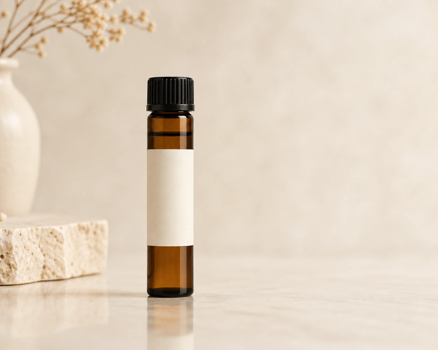 Amber Glass Sample Vial finished product effect render for amber glass sample vial, 1ml amber vial, 2ml amber essential oil vial