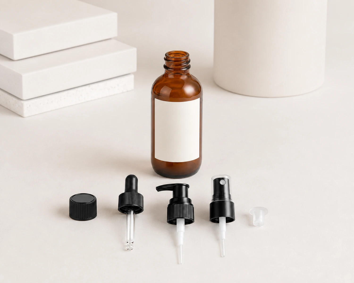 Accesorios y detalle del cierre del Frasco Boston Round para Aceite Esencial, para frasco Boston round para aceite esencial, frasco Boston round ámbar 30ml, frasco gotero Boston round