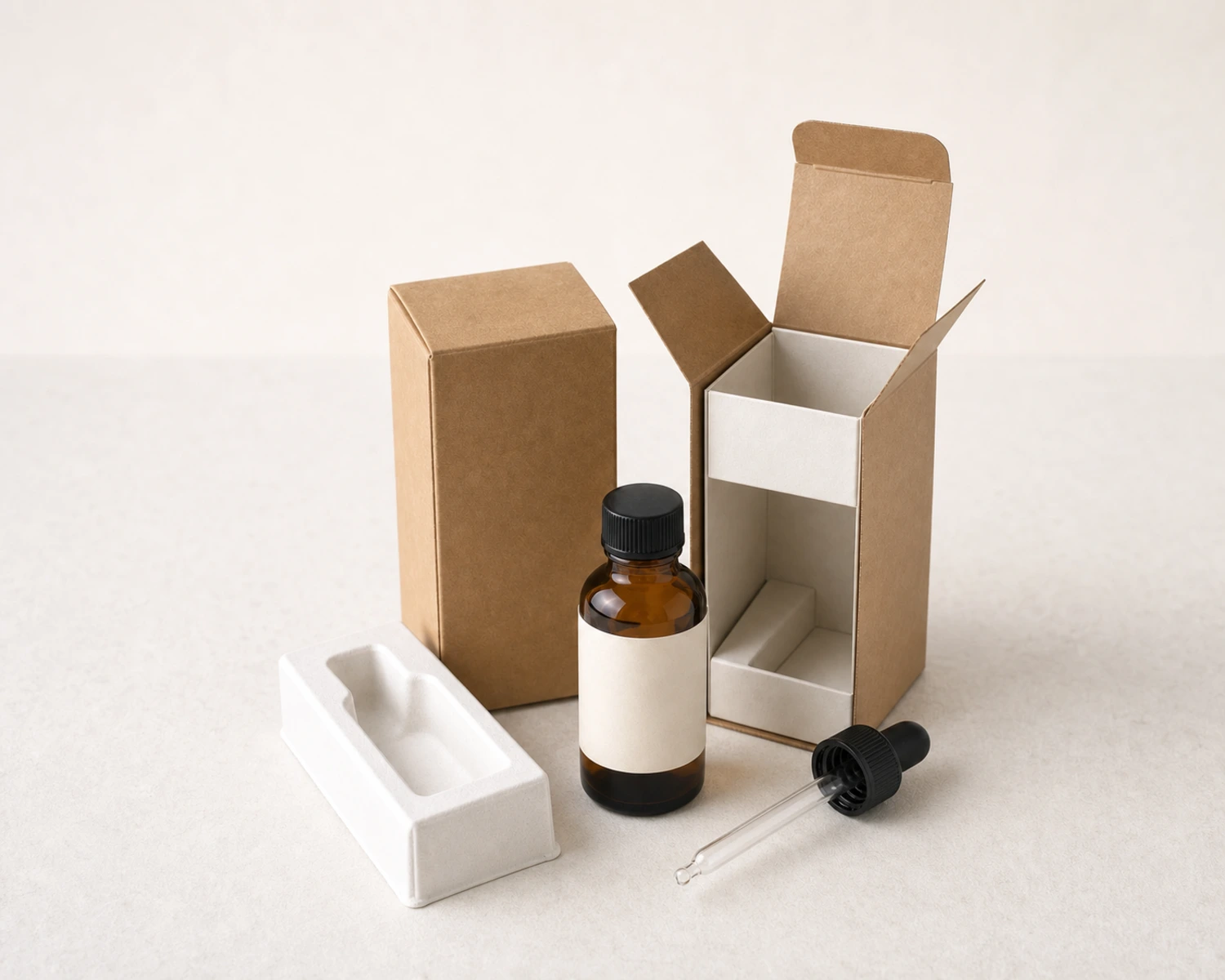 Presentación del embalaje en caja del Frasco Boston Round para Aceite Esencial, para frasco Boston round para aceite esencial, frasco Boston round ámbar 30ml, frasco gotero Boston round