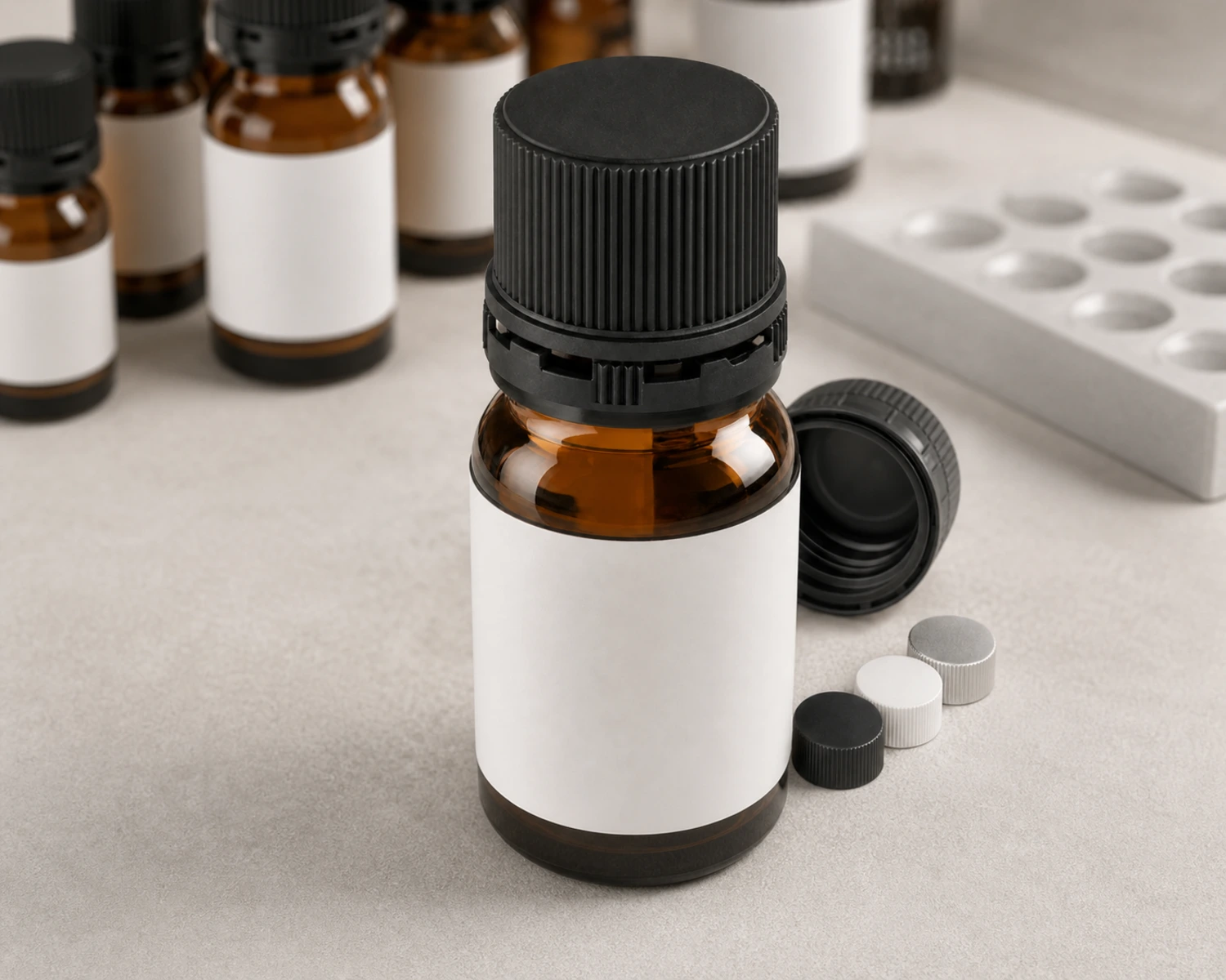 Child Resistant Essential Oil Bottle craft and finish detail for child resistant essential oil bottle, CRC dropper bottle, 30ml child resistant glass bottle