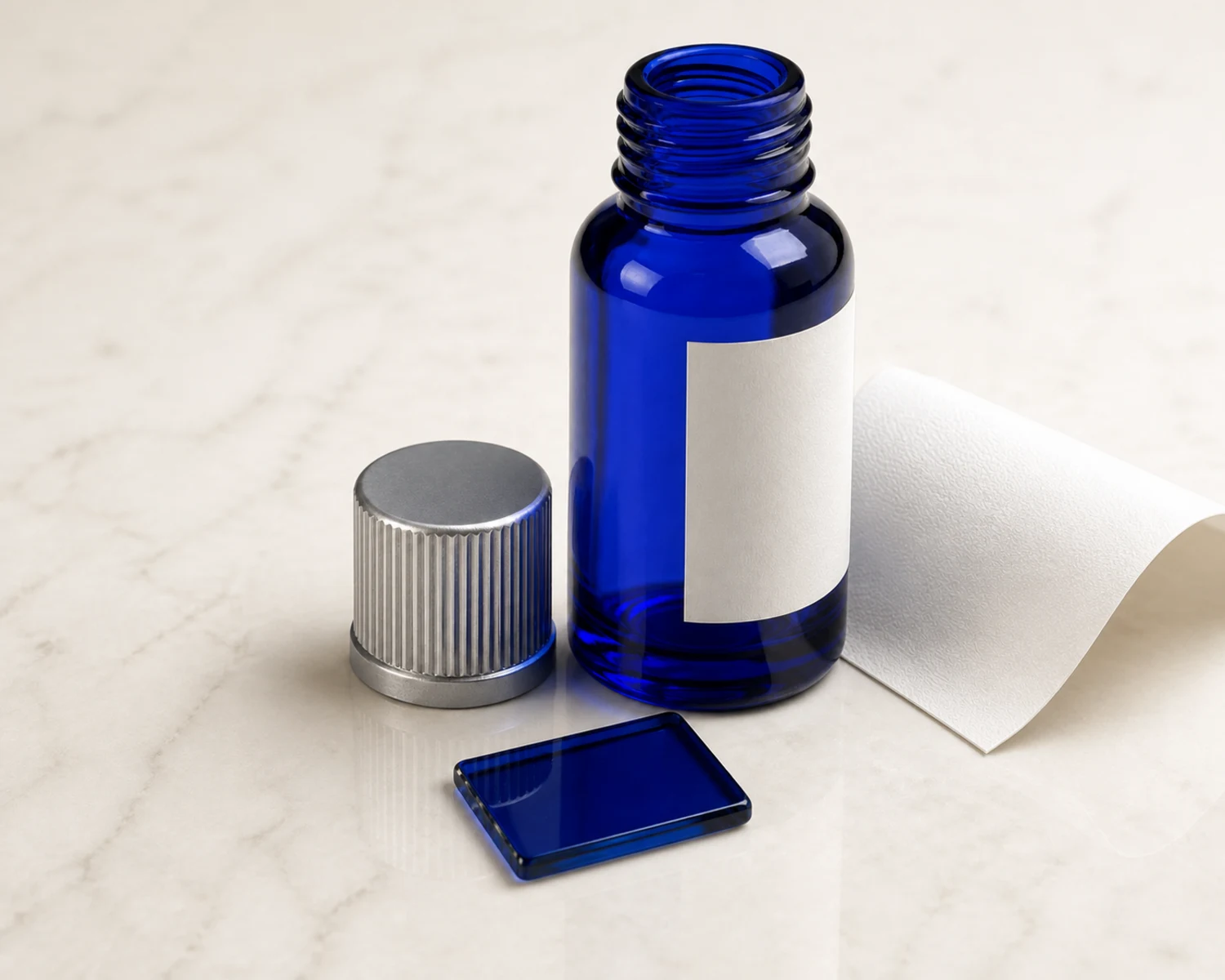 Cobalt Blue Essential Oil Bottle craft and finish detail for cobalt blue essential oil bottle, blue glass dropper bottle 10ml, cobalt Boston round bottle