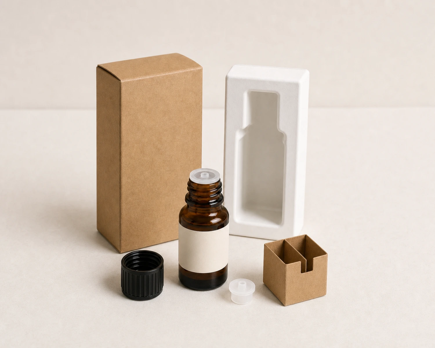 Presentación de embalaje en caja del Frasco de Aceite Esencial con Reductor de Orificio para frasco con reductor de orificio, frasco de aceite esencial con reductor de orificio, frasco ámbar de 10ml con reductor