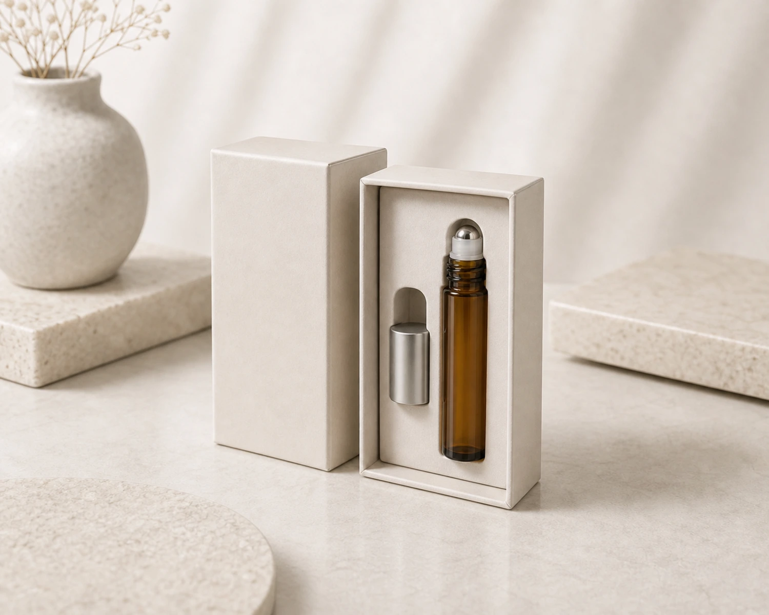 gift box packaging image of Essential Oil Roller Bottle showing premium essential oil retail box presentation