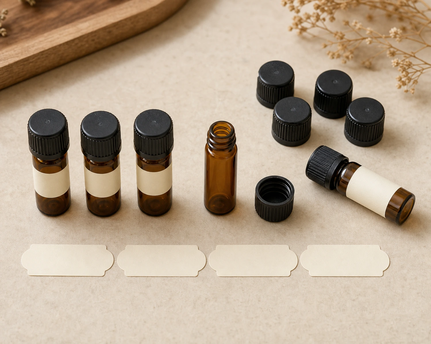 Essential Oil Sample Vial accessories and closure detail for essential oil sample vial, 1ml sample vial, 2ml glass vial for essential oil
