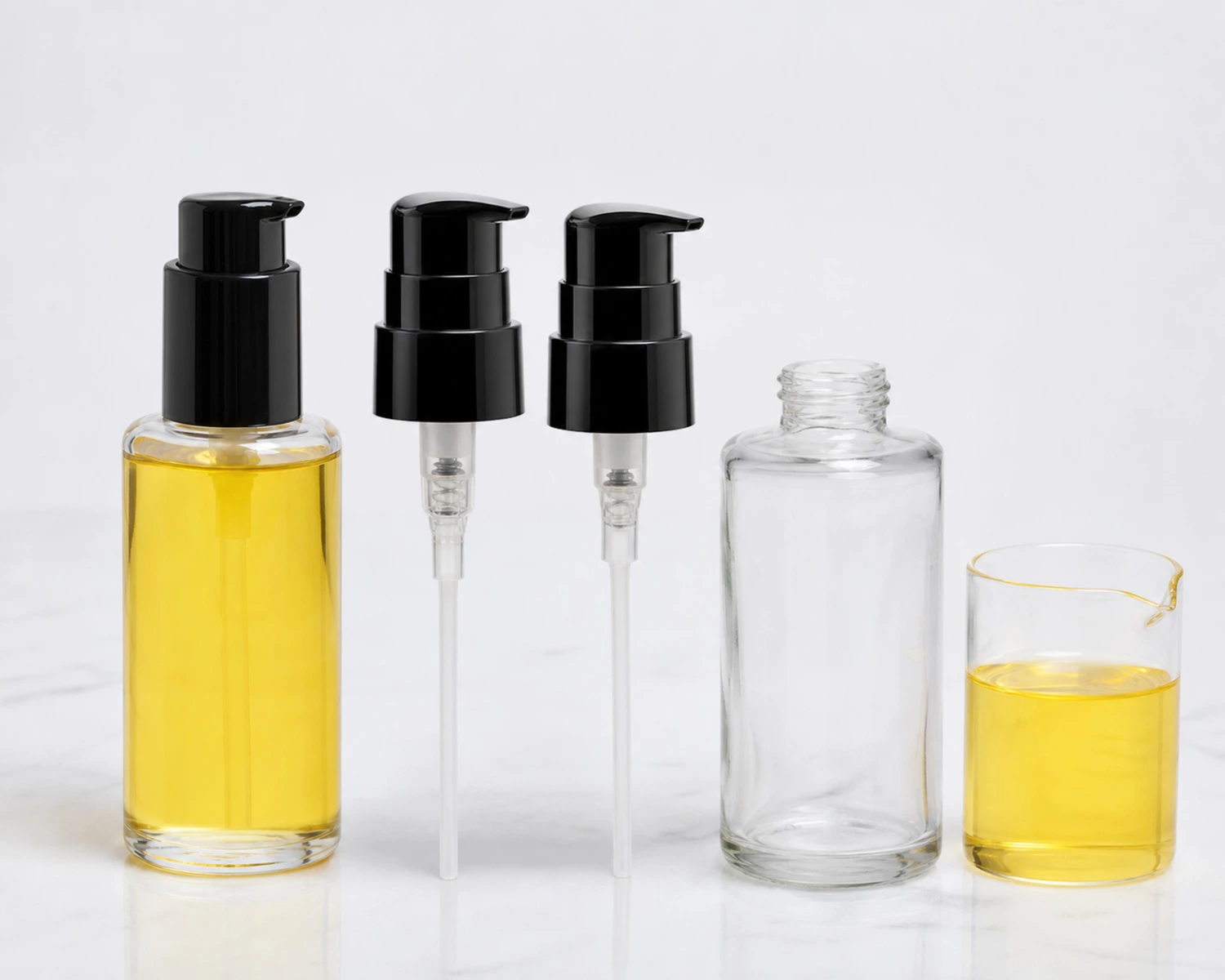 Hair Oil Bottle accessories and closure detail for hair oil bottle, 100ml hair oil glass bottle, hair serum pump bottle