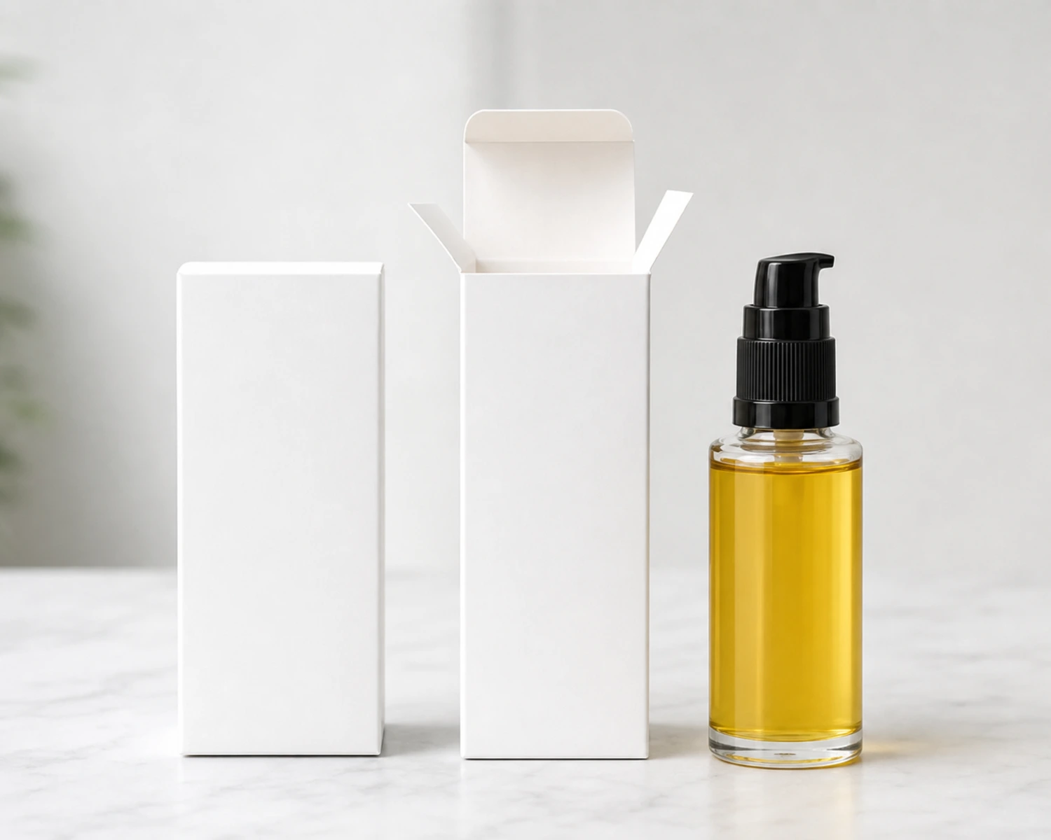 Hair Oil Bottle box packaging presentation for hair oil bottle, 100ml hair oil glass bottle, hair serum pump bottle