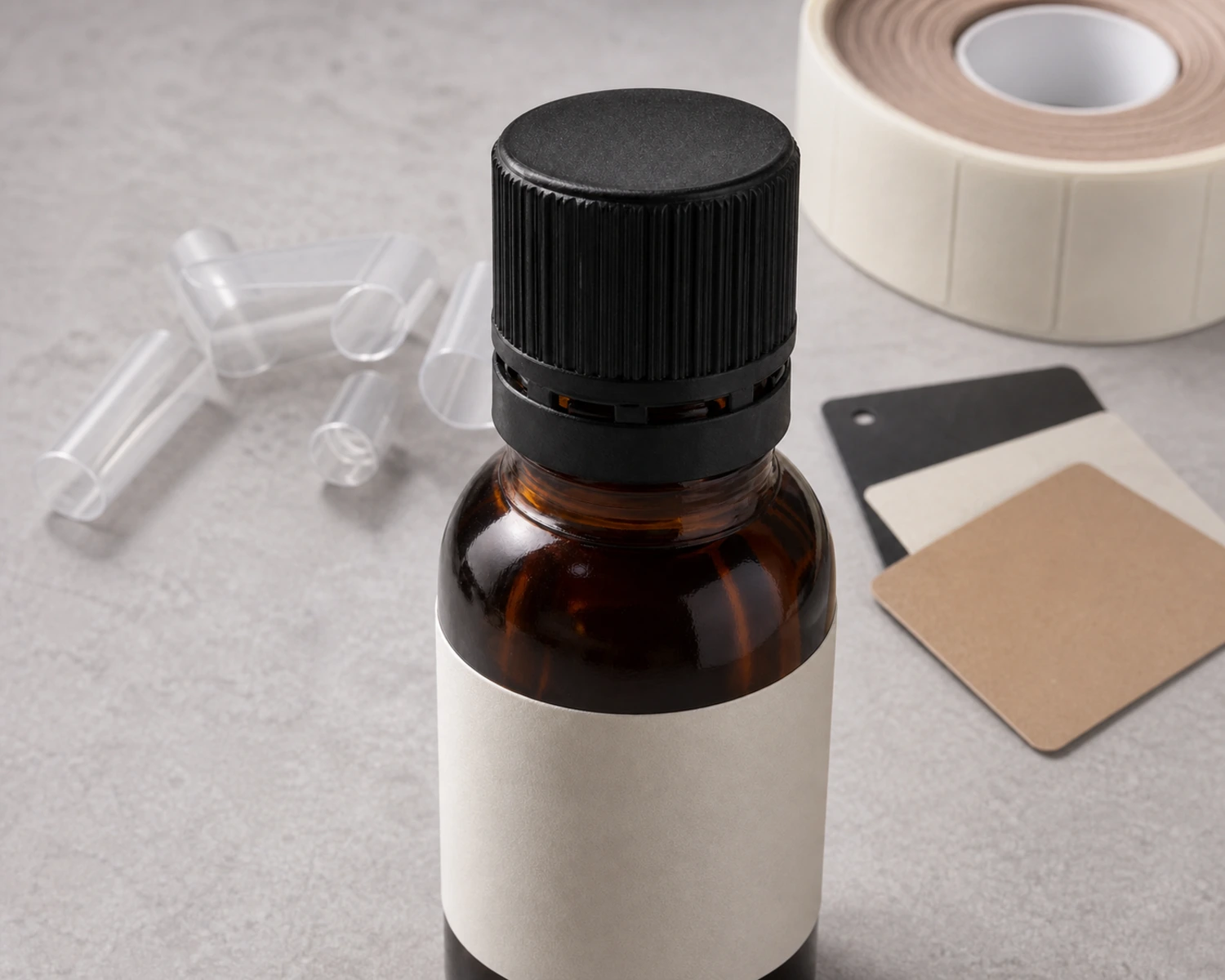 Tamper Evident Essential Oil Bottle craft and finish detail for tamper evident essential oil bottle, TE cap oil bottle, amber bottle with tamper evident cap