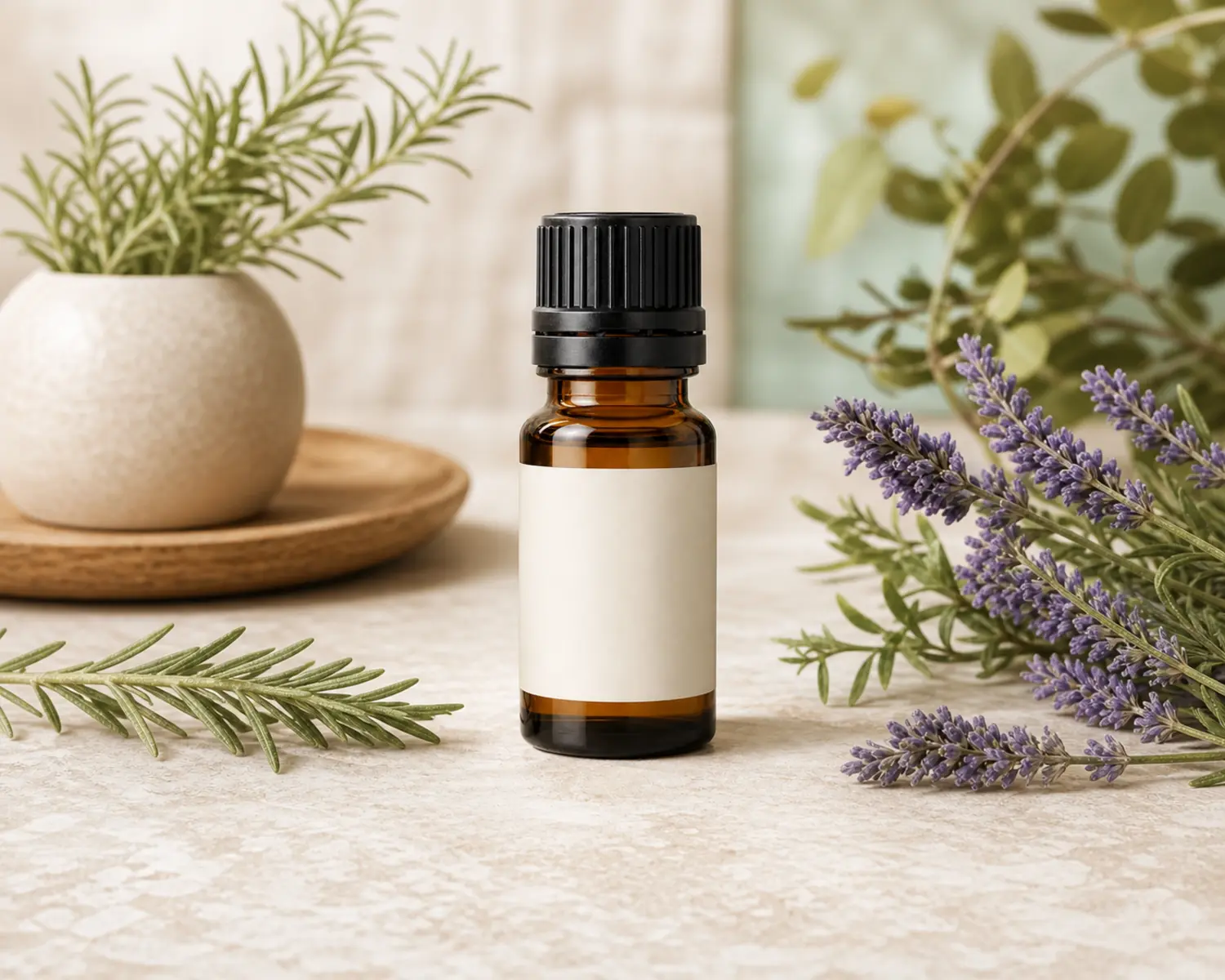 Tamper Evident Essential Oil Bottle finished product effect render for tamper evident essential oil bottle, TE cap oil bottle, amber bottle with tamper evident cap
