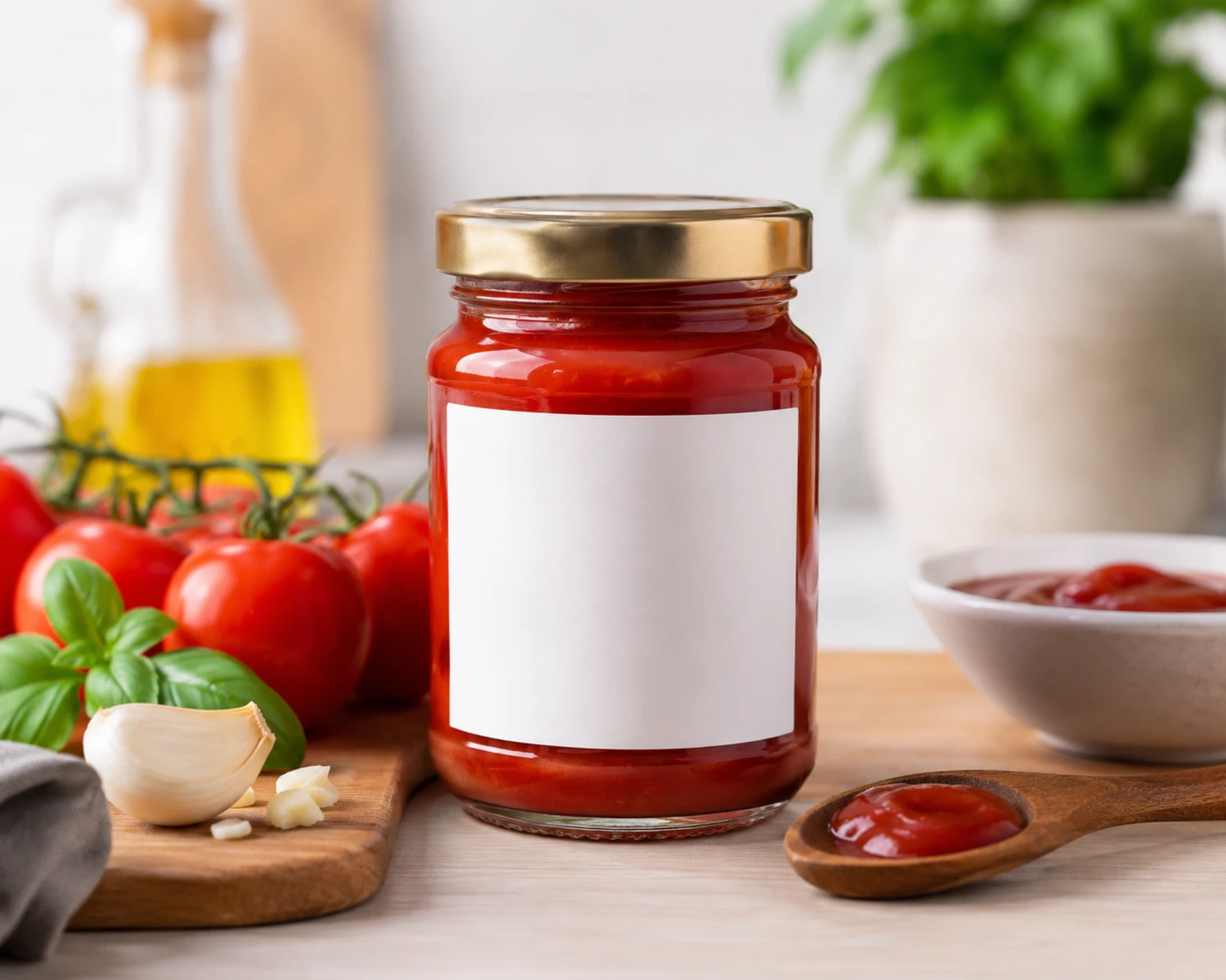Jam and Sauce Glass Jar finished food packaging campaign image showing premium glass jar presentation