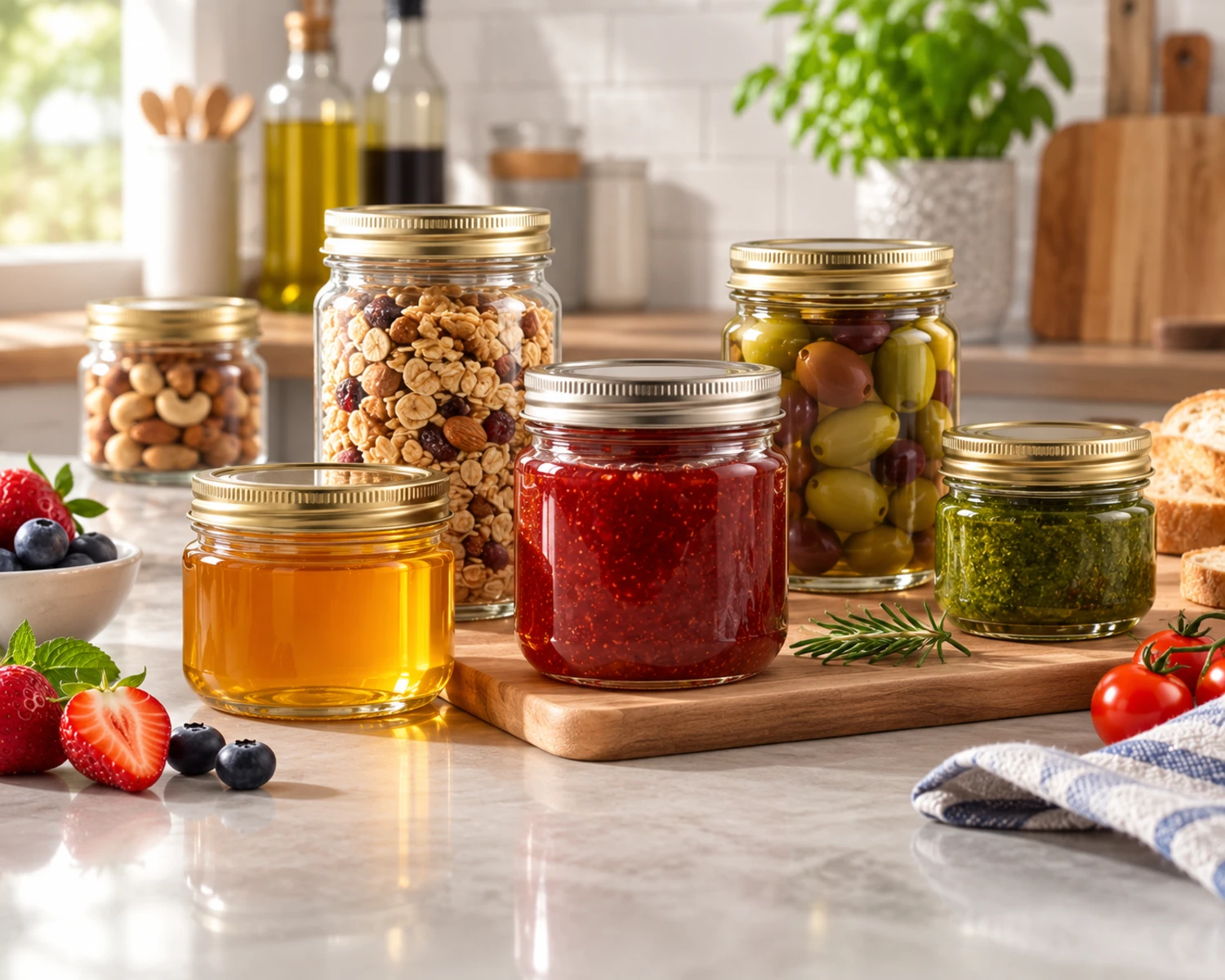 label and decoration detail image of Screw-Top Food Glass Jar showing food packaging label or custom surface option