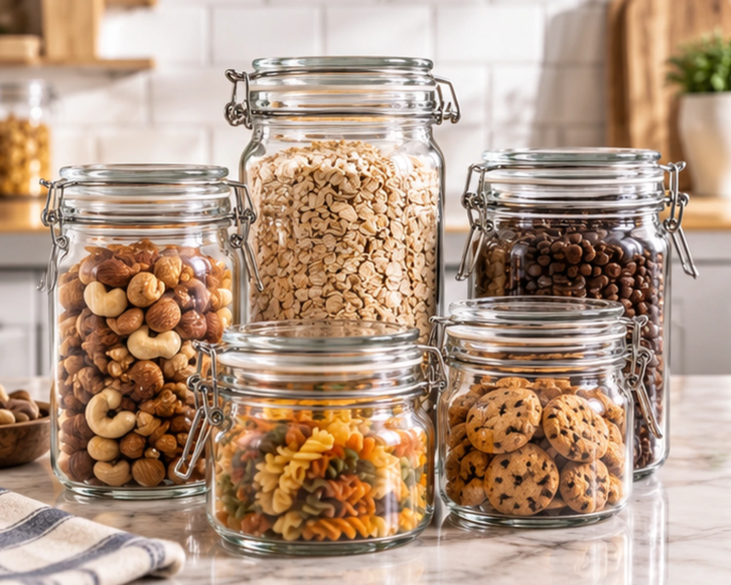 Sealed Glass Storage Jar finished food packaging campaign image showing premium glass jar presentation