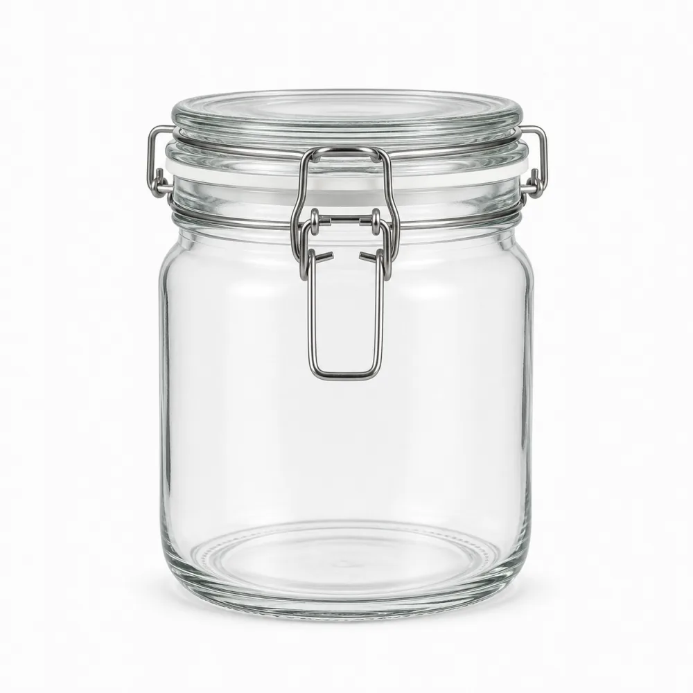 Wire-Bail Sealed Glass Jar with Lid | Glass Food Storage Jar - front view