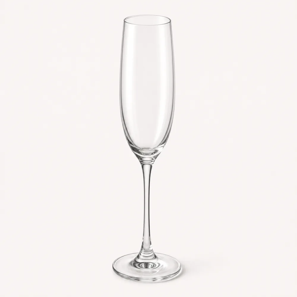 Champagne Flute Glass with smooth rim and stable base - closure detail