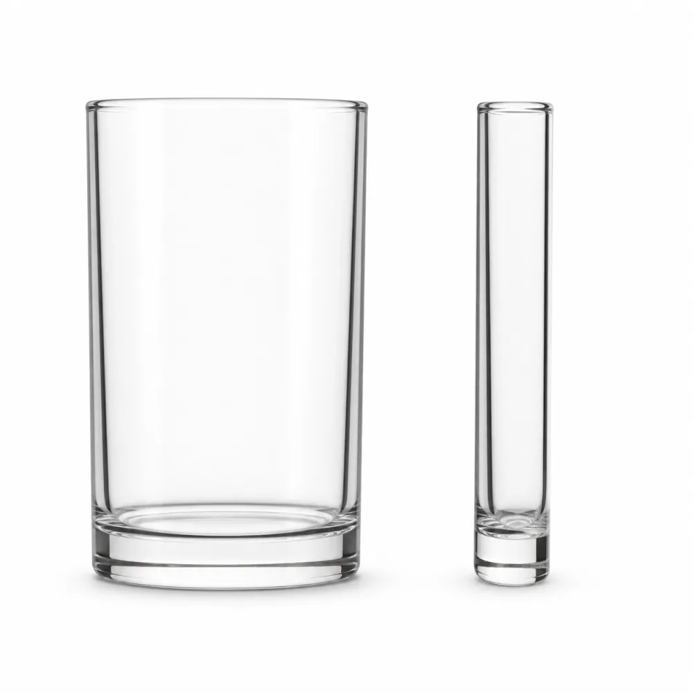 Straight Glass Cup with smooth rim and stable base - decoration view