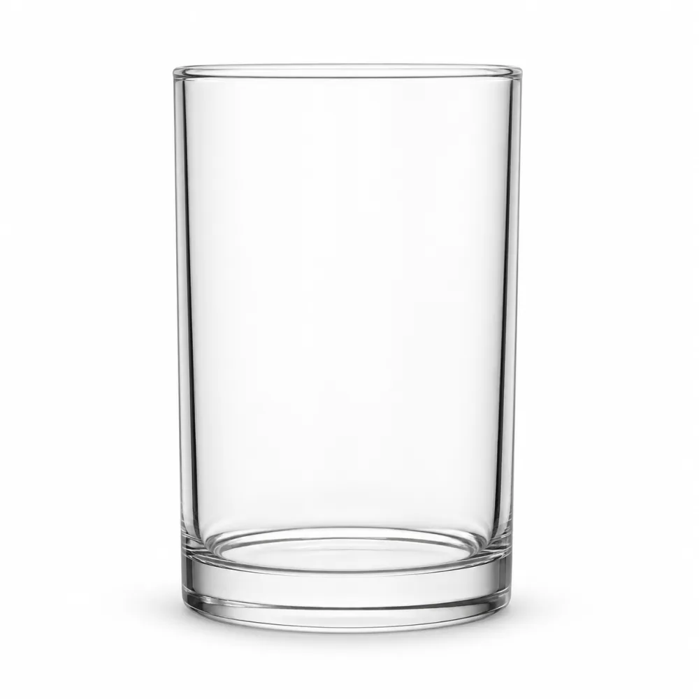 Straight Glass Cup with smooth rim and stable base - front view