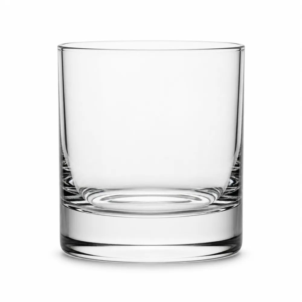 Whiskey Glass Tumbler with smooth rim and stable base - front view