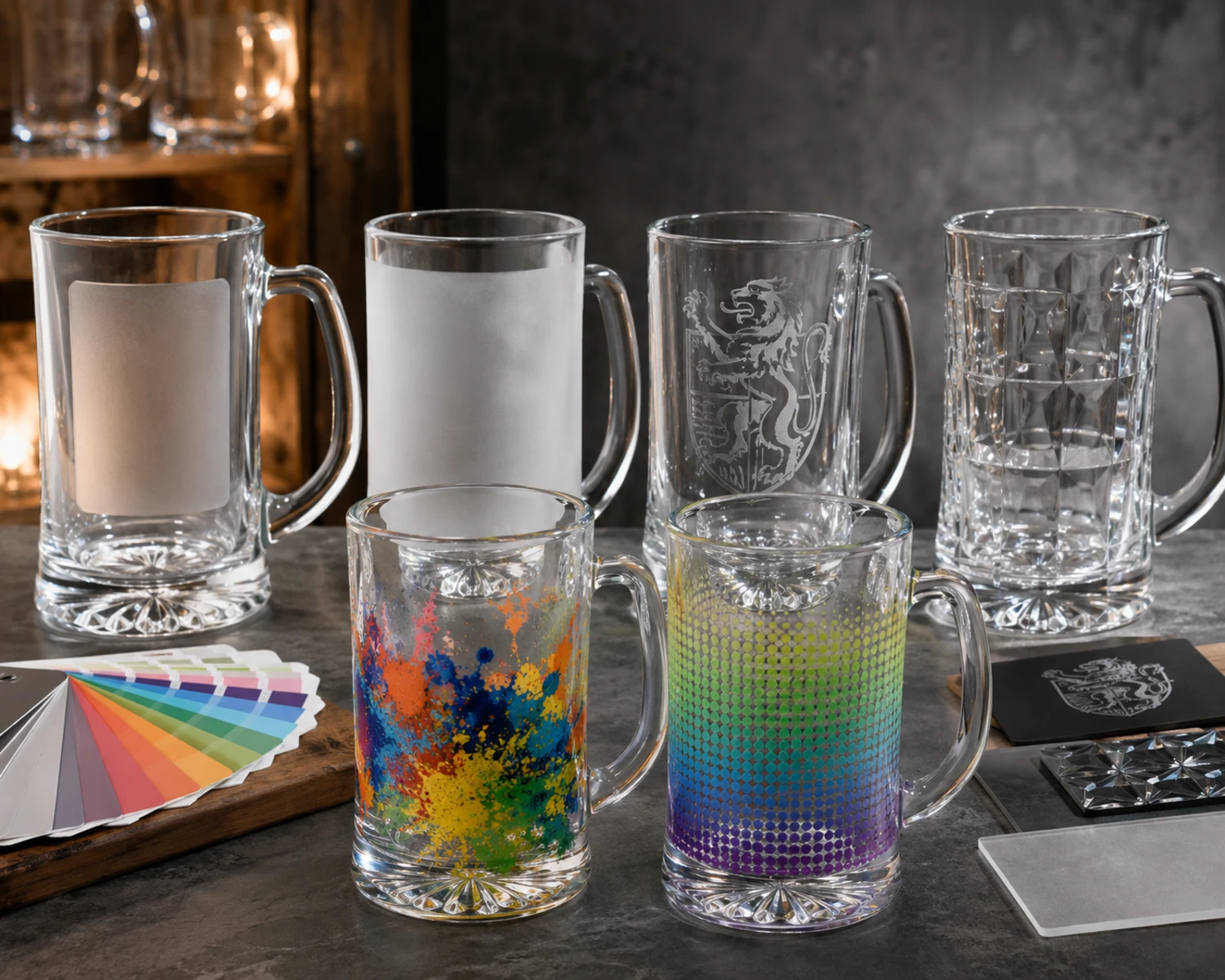 Beer Glass Mug printing and decoration detail image showing custom glassware branding options