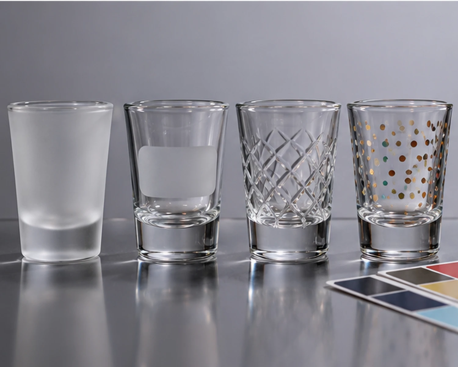 Shot Glass printing and decoration detail image showing custom glassware branding options