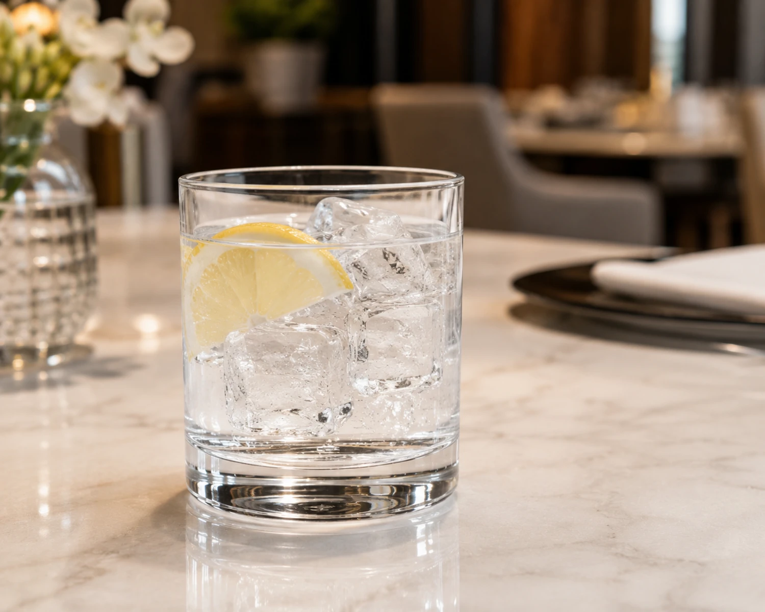 Straight Glass Cup finished drinkware campaign image showing premium glass cup presentation