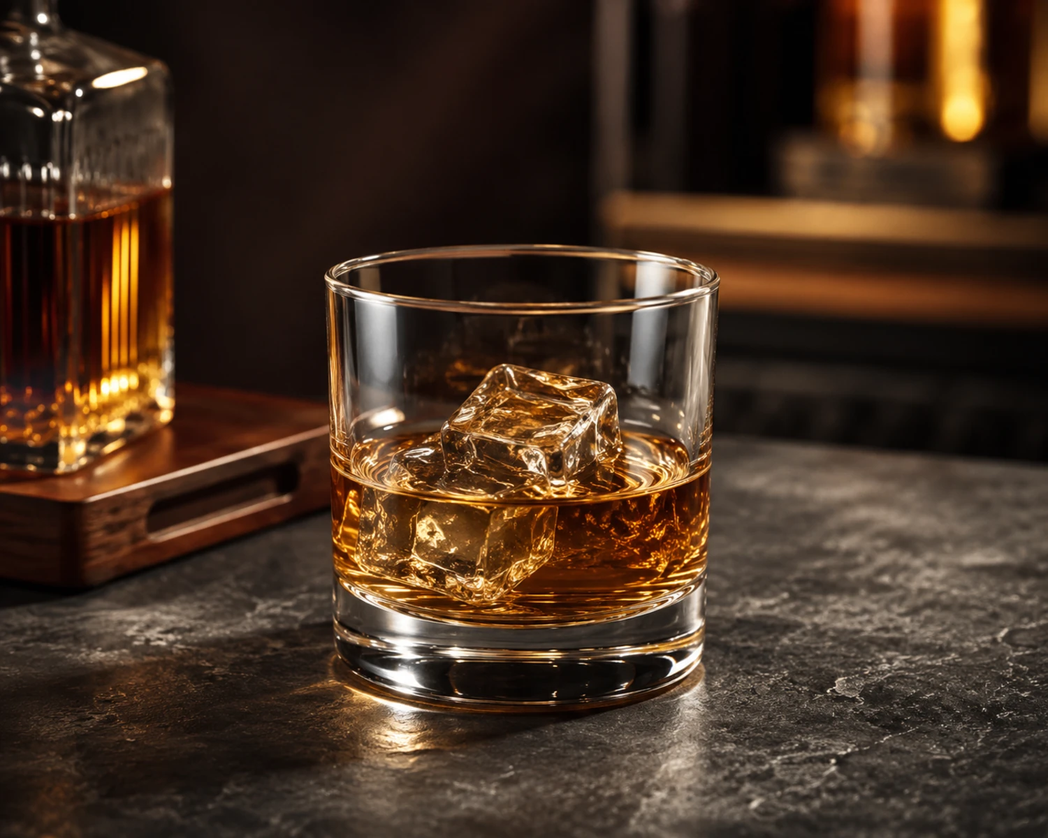 Whiskey Glass Tumbler finished drinkware campaign image showing premium glass cup presentation