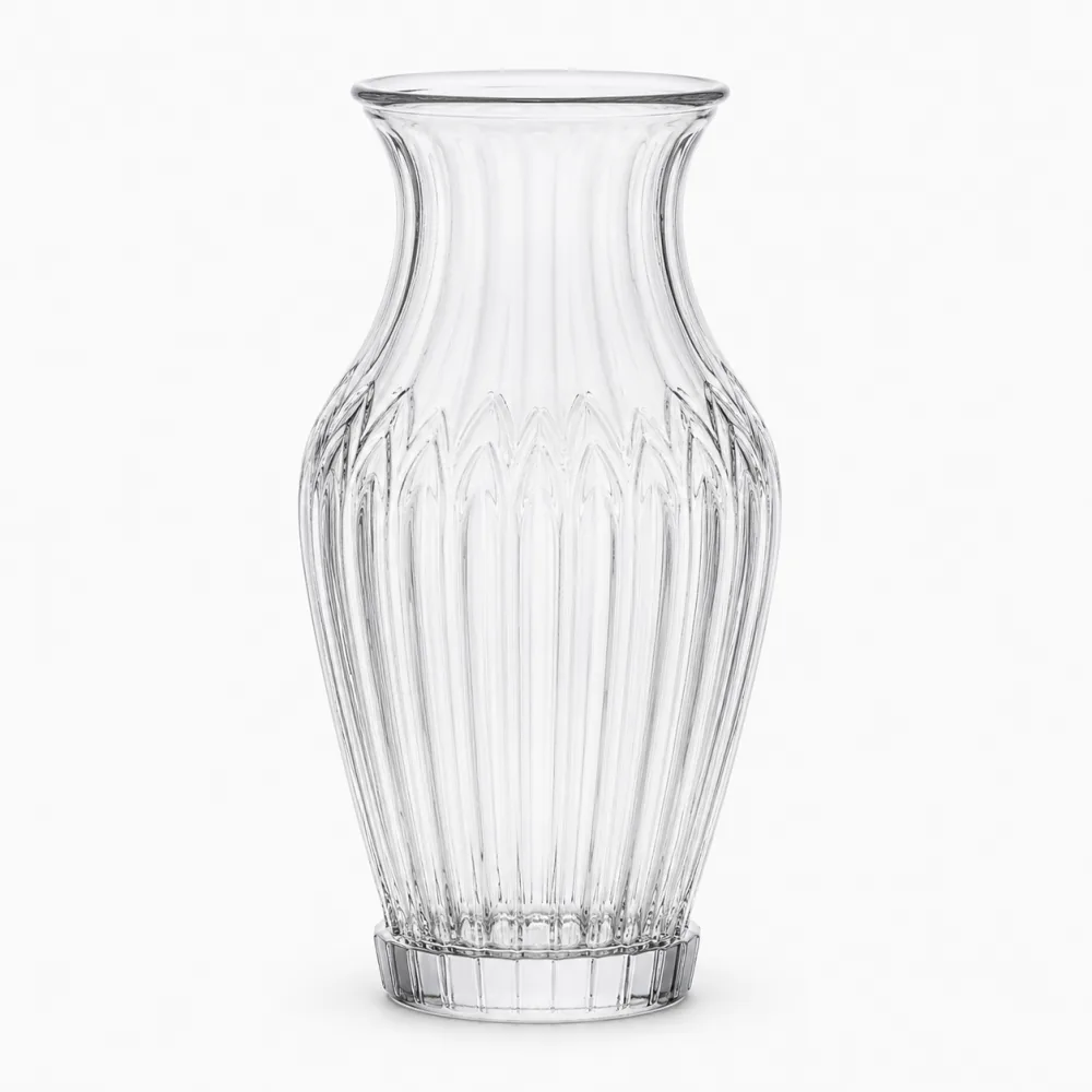 Embossed Decorative Glass Vase for flower and home decor display - front view