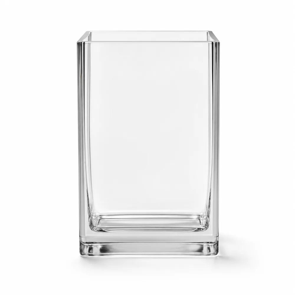 Square Glass Vase for flower and home decor display - front view