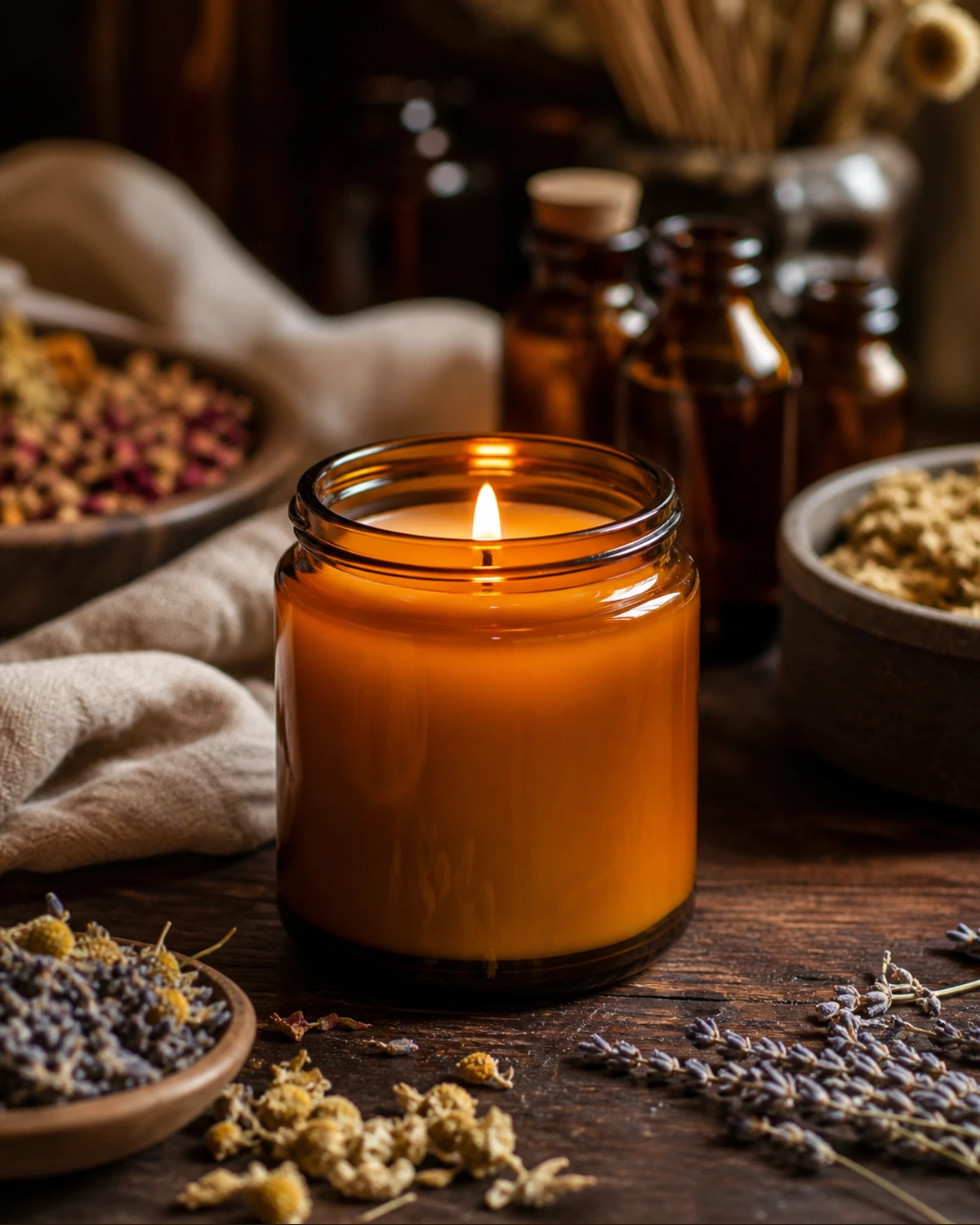 Apothecary Candle Jar lifestyle campaign image showing home fragrance application scene