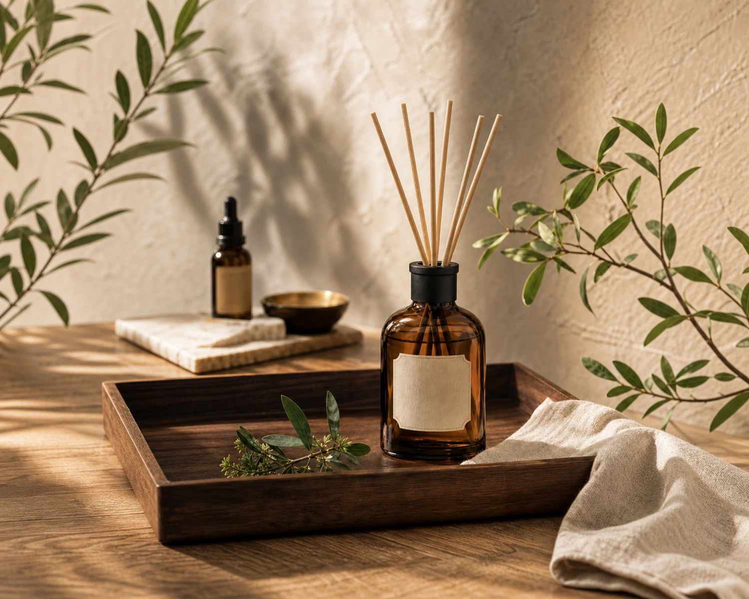 Apothecary Diffuser Bottle lifestyle campaign image showing home fragrance application scene