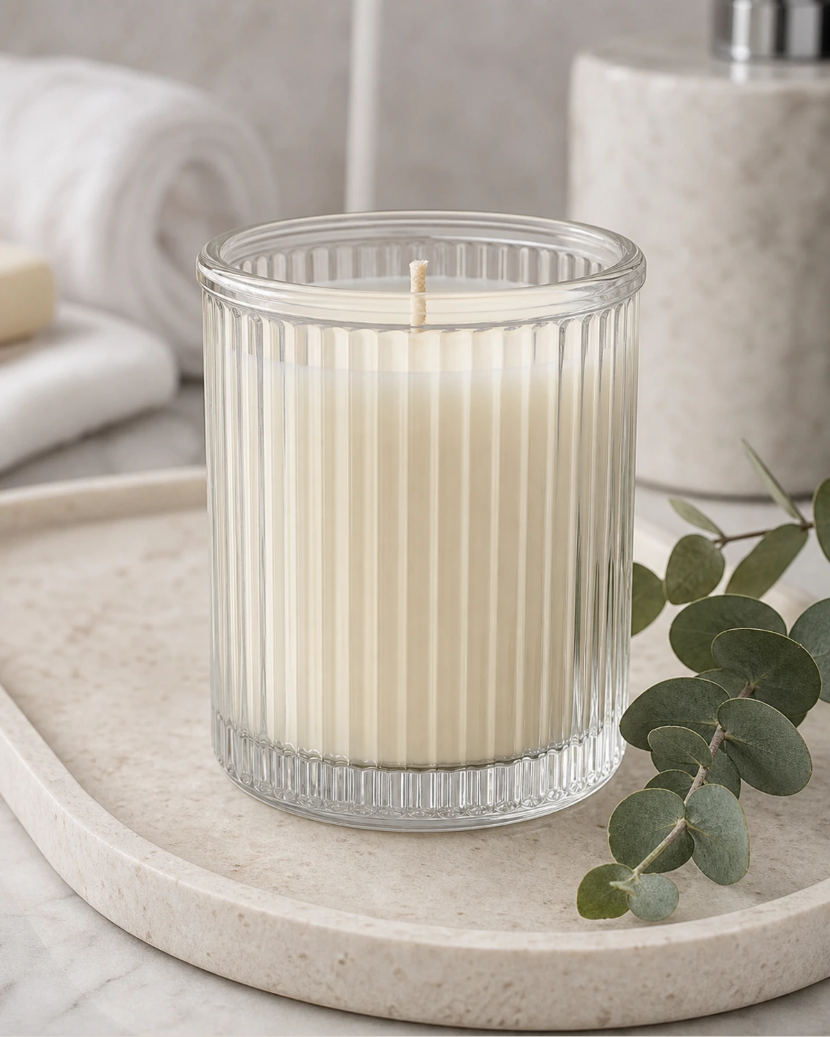 glass structure detail image of Fluted Glass Candle Jar showing shape, rim and material quality