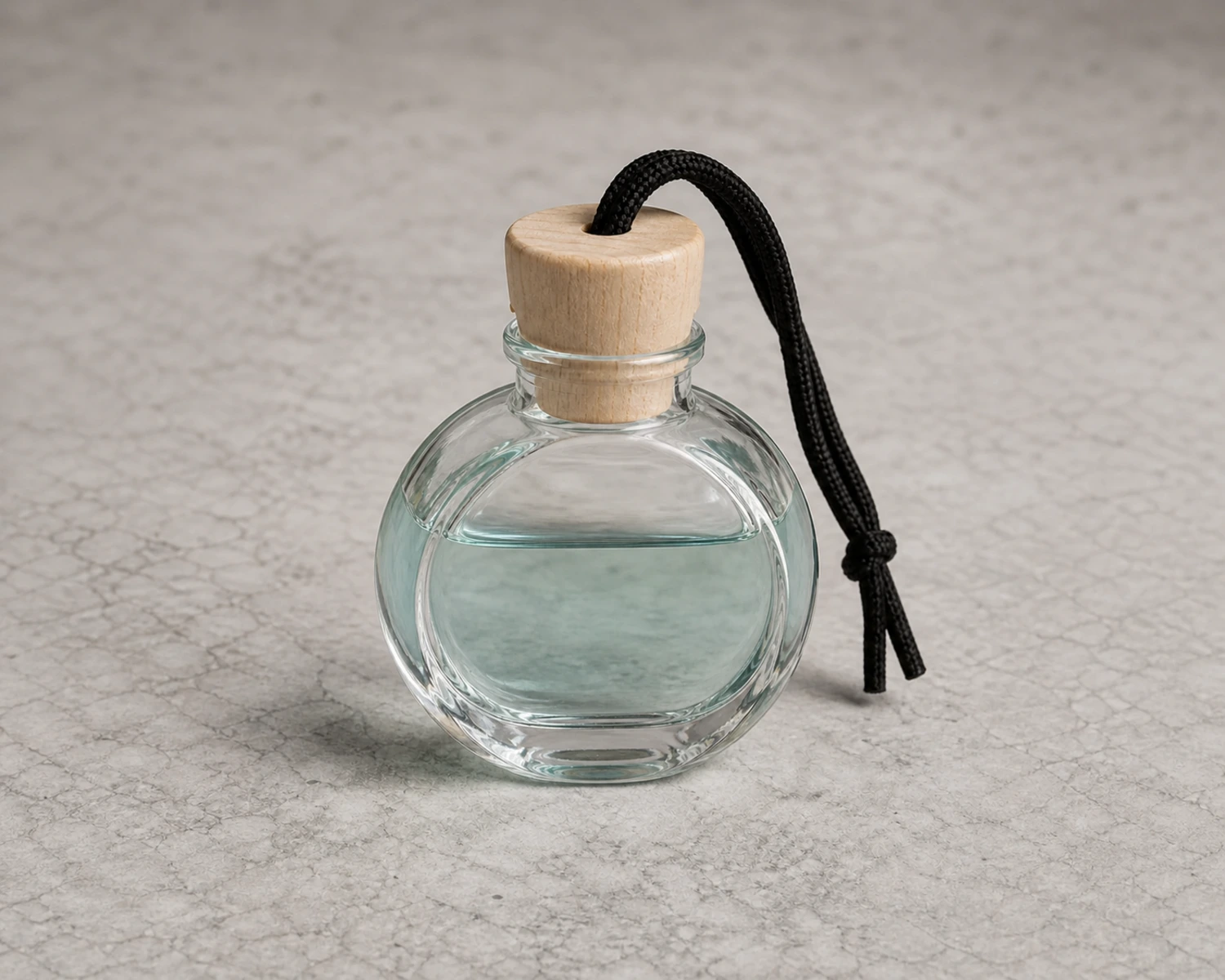 glass structure detail image of Round Car Diffuser Bottle showing shape, rim and material quality