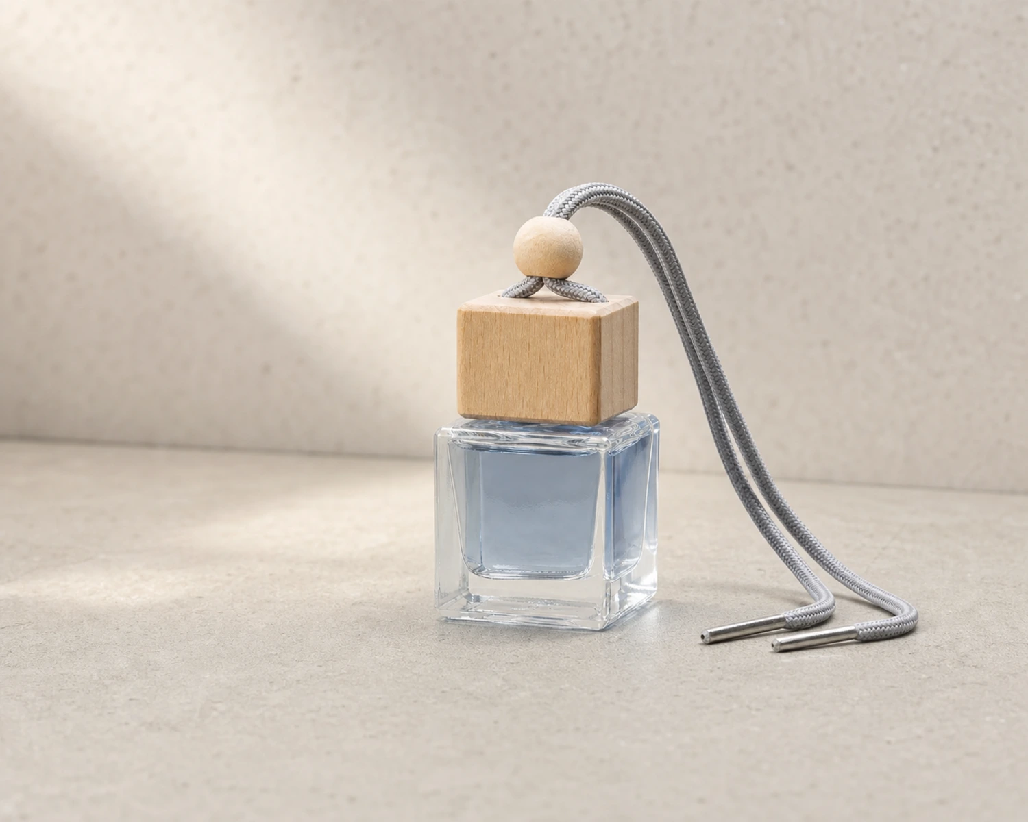 glass structure detail image of Square Car Diffuser Bottle showing shape, rim and material quality