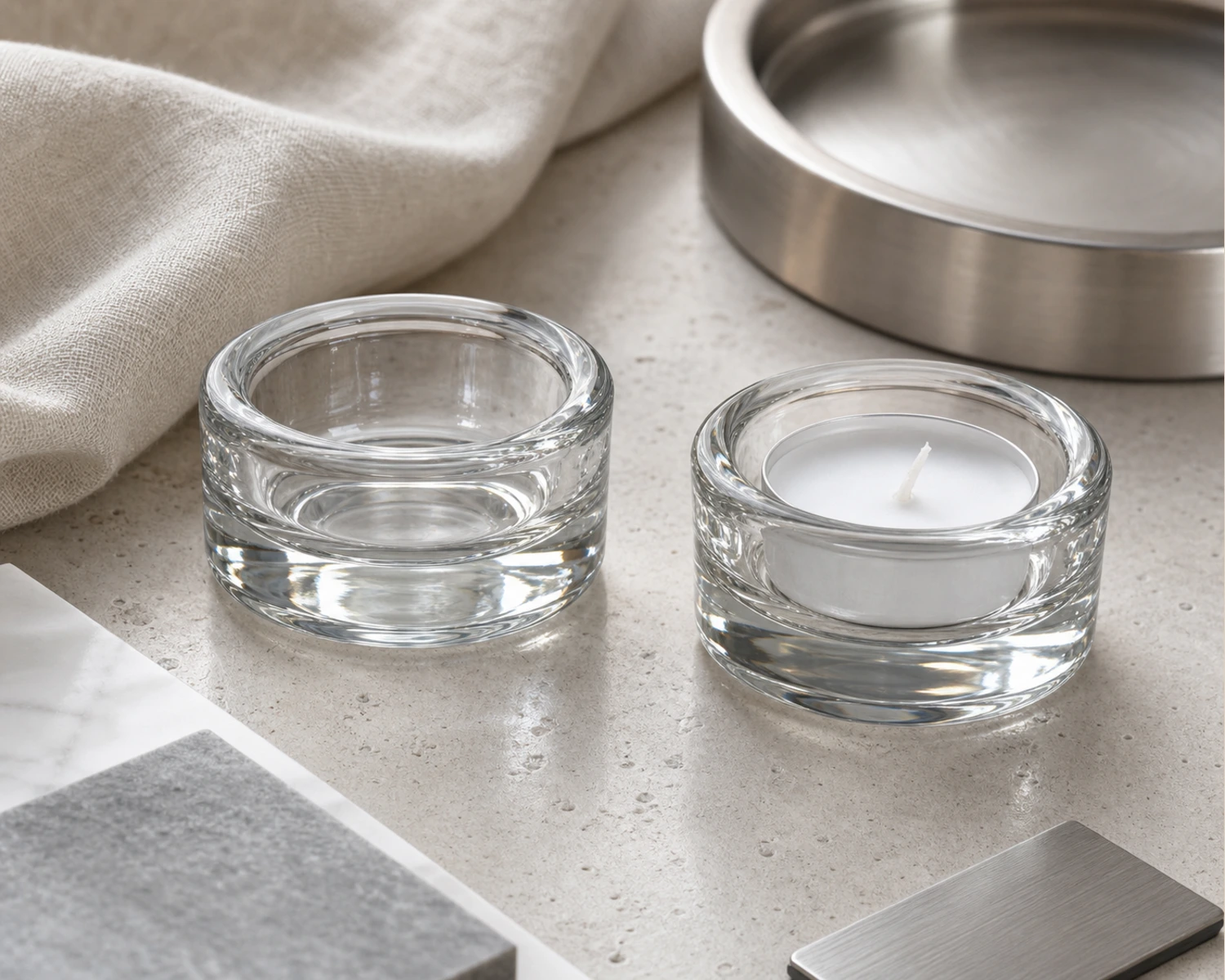 glass structure detail image of Tealight Candle Holder showing shape, rim and material quality