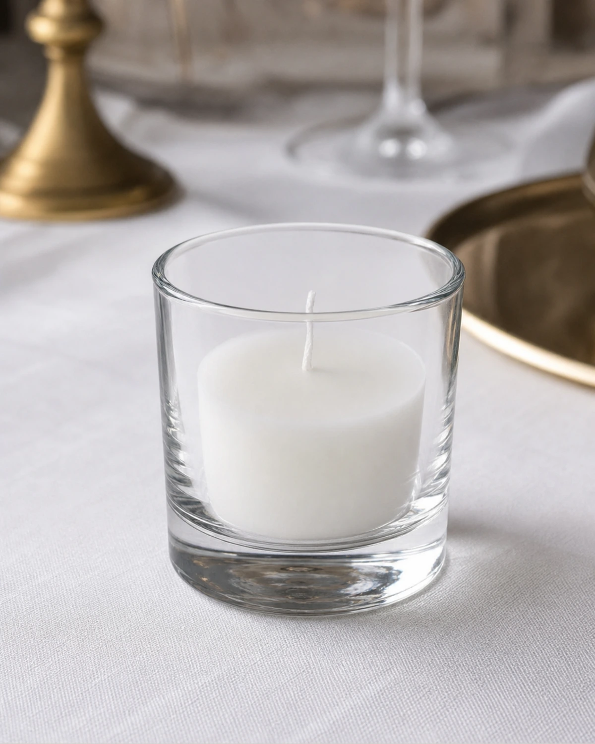 glass structure detail image of Votive Candle Holder showing shape, rim and material quality