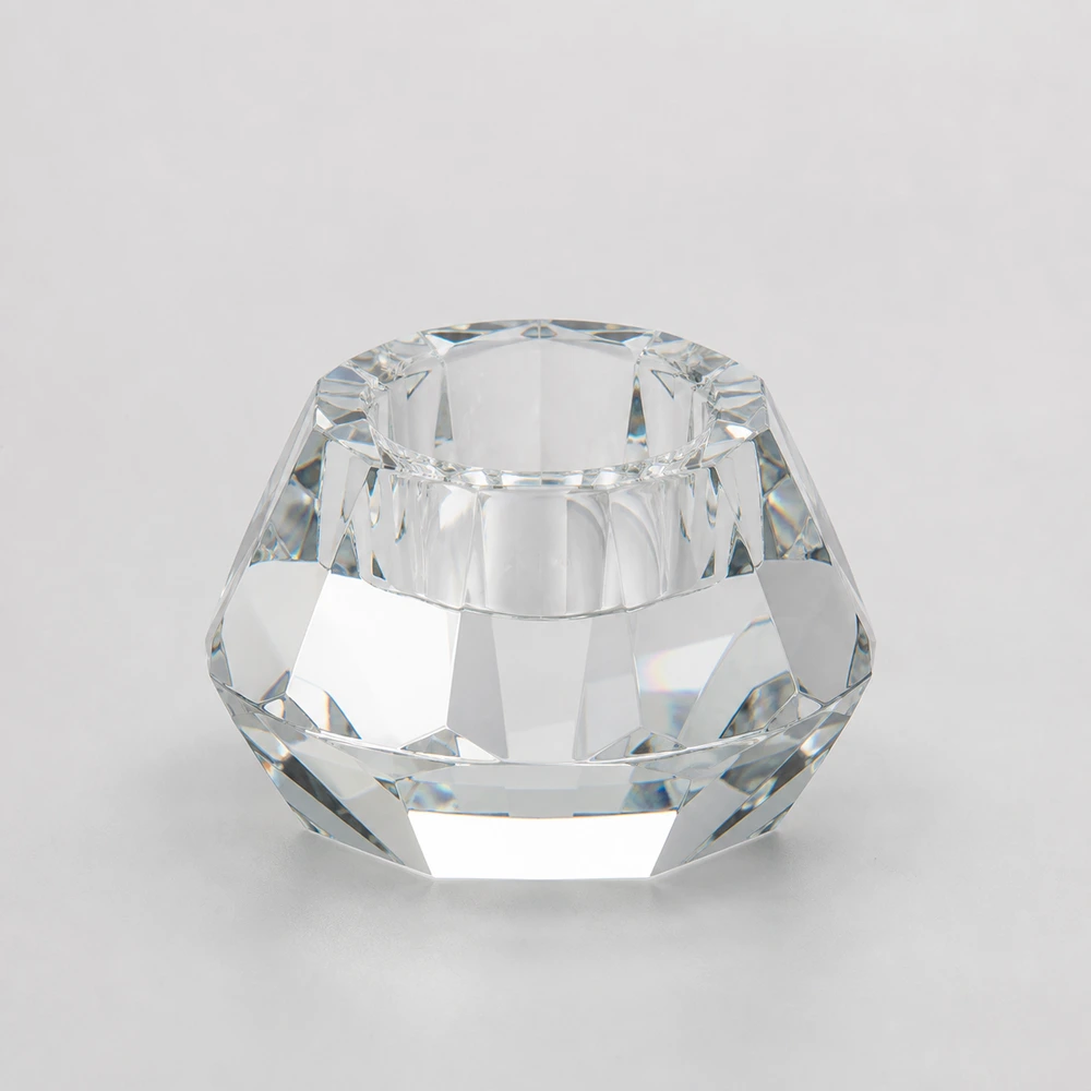 Faceted Candle Holder for candle and home fragrance packaging - front view