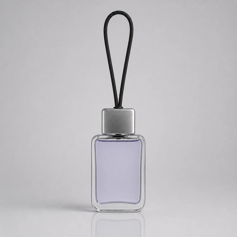 Flat Hanging Diffuser Bottle with cap and hanging cord for car diffuser packaging - decoration view