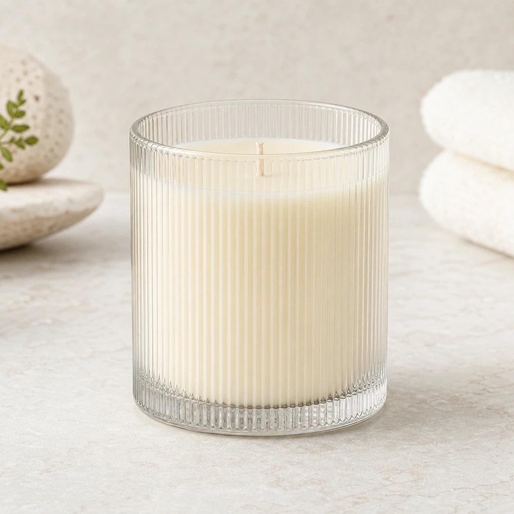 Fluted Glass Candle Jar for candle and home fragrance packaging - decoration view