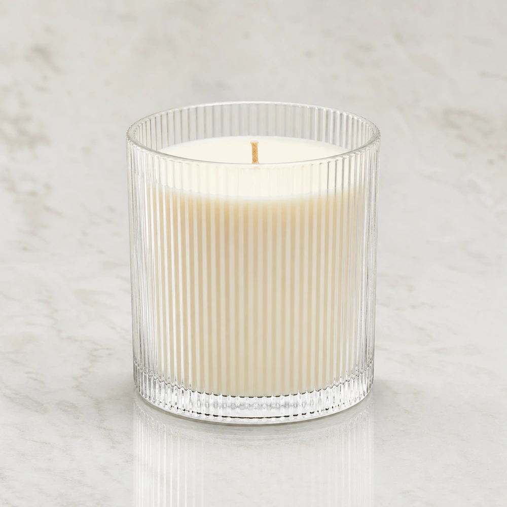 Fluted Glass Candle Jar for candle and home fragrance packaging - front view