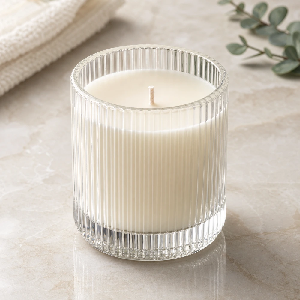 Fluted Glass Candle Jar for candle and home fragrance packaging - closure detail