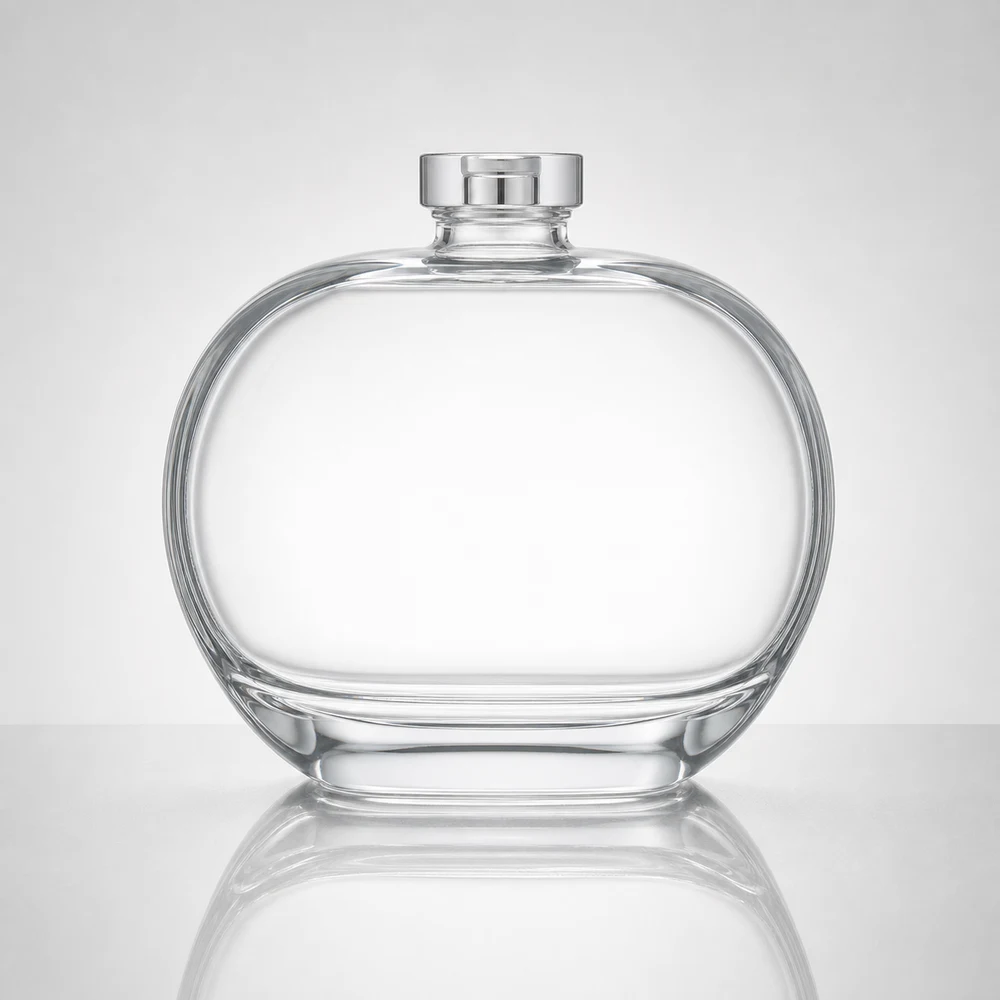 Oval Reed Diffuser Bottle with cap and stopper - front view