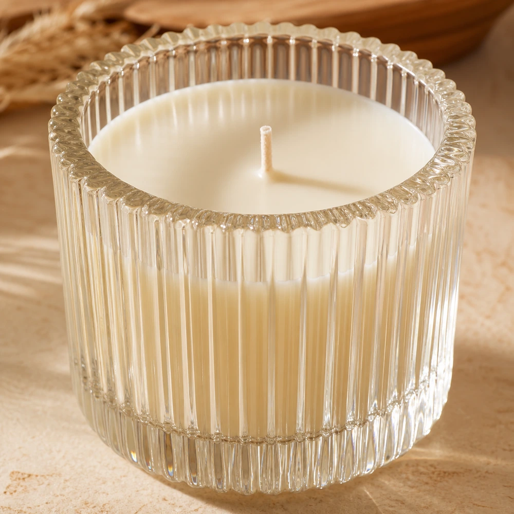 Ribbed Glass Candle Jar for candle and home fragrance packaging - packing view