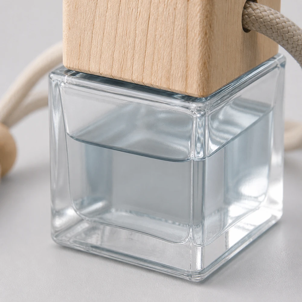 Square Car Diffuser Bottle with cap and hanging cord for car diffuser packaging - packing view