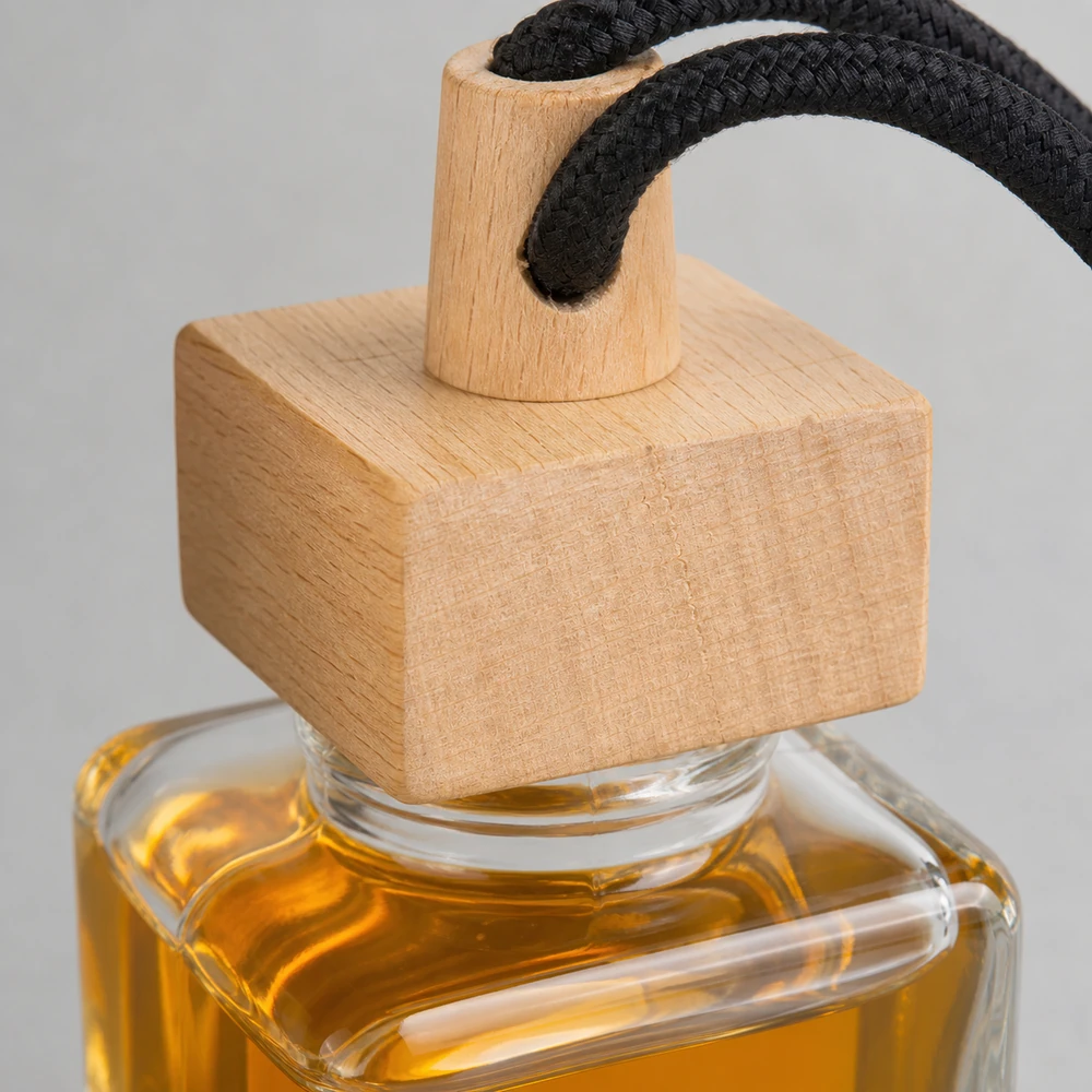 Wooden Cap Car Diffuser Bottle with cap and hanging cord for car diffuser packaging - packing view
