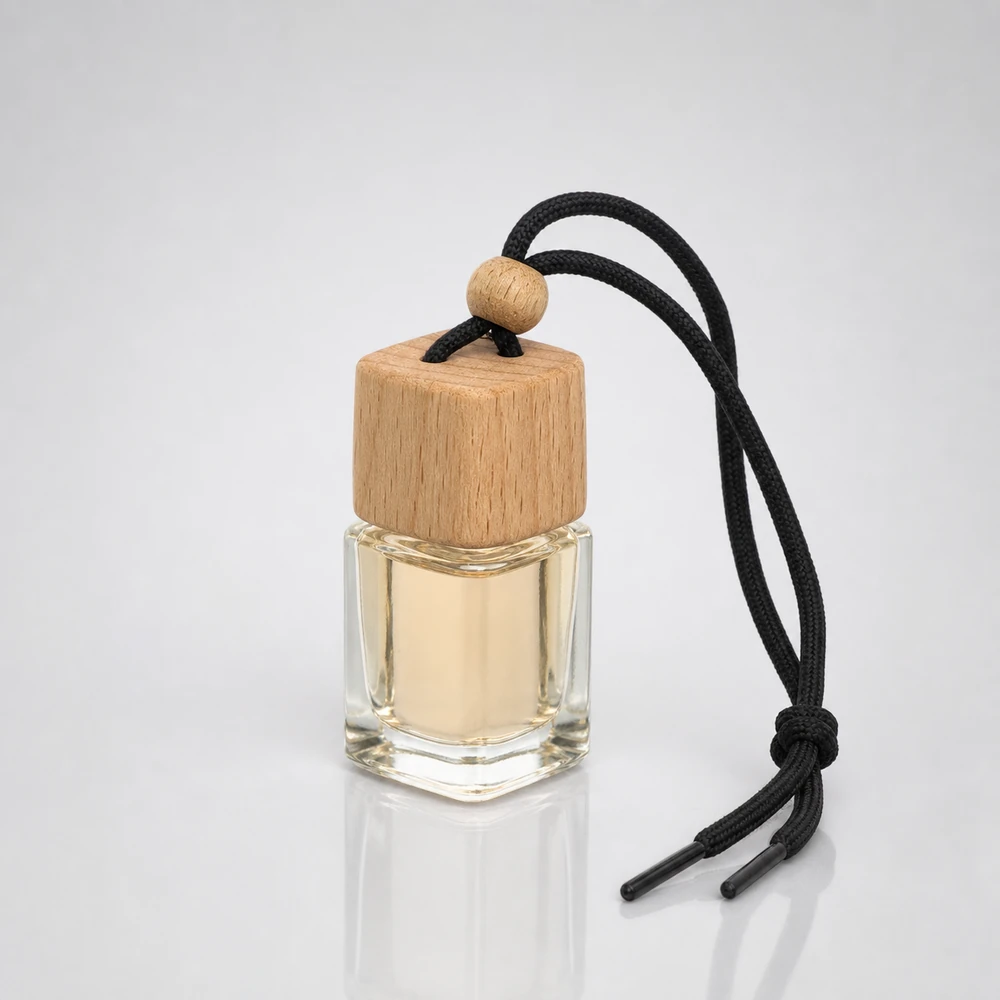 Wooden Cap Car Diffuser Bottle with cap and hanging cord for car diffuser packaging - closure detail