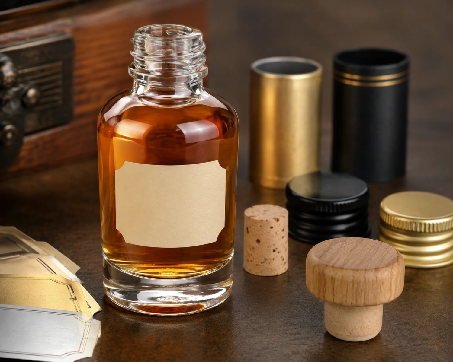 decoration process detail image of Mini Liquor Glass Bottle showing finish, label area or glass treatment