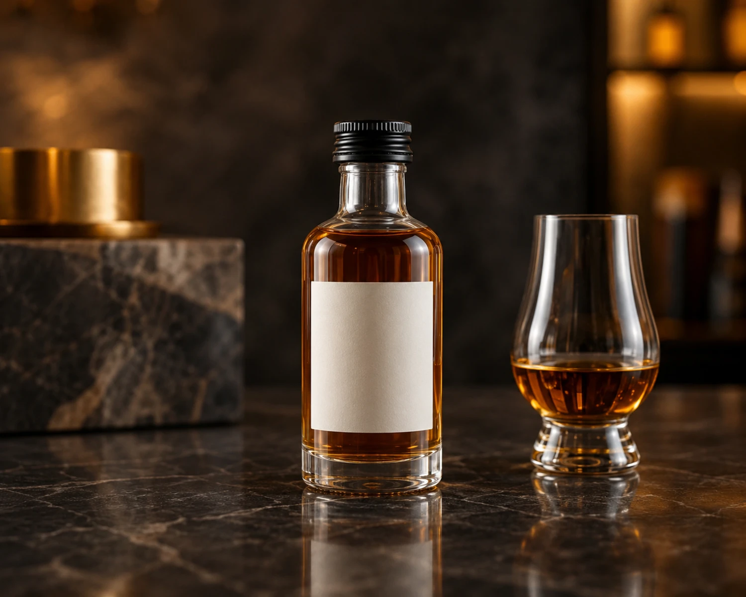 Mini Liquor Glass Bottle finished bottle campaign image showing premium liquor glass packaging presentation