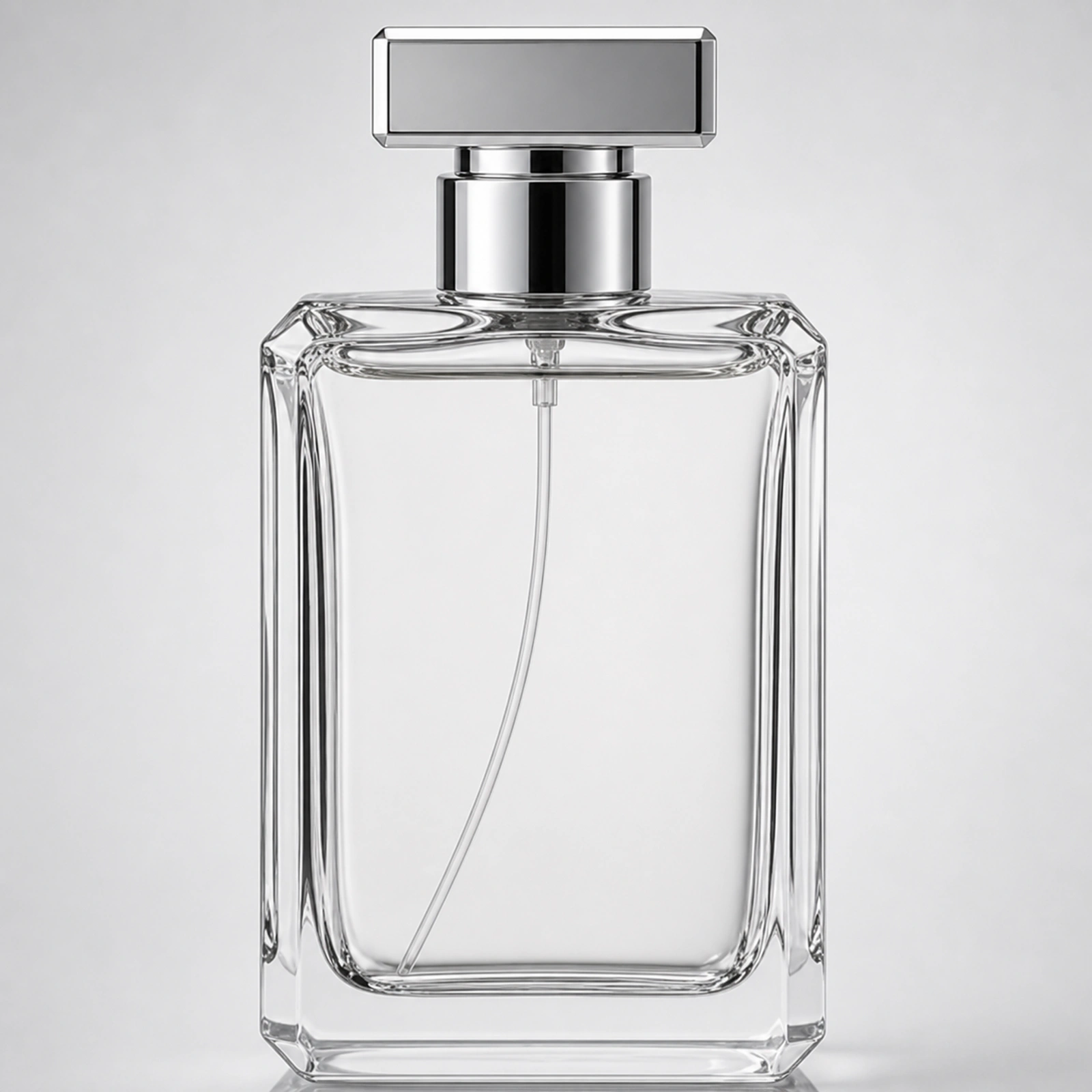 Beveled Edge Perfume glass perfume bottle with sprayer and cap - front view