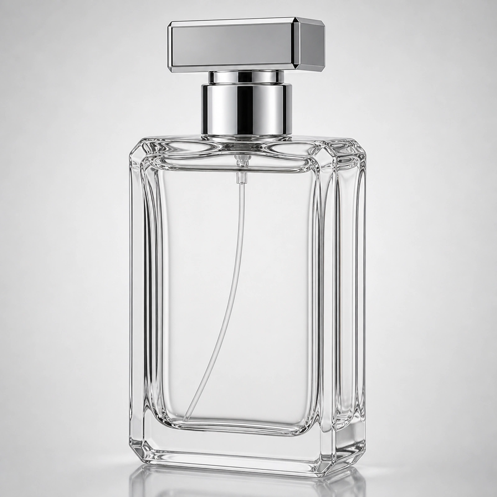 Beveled Edge Perfume glass perfume bottle with sprayer and cap - closure detail
