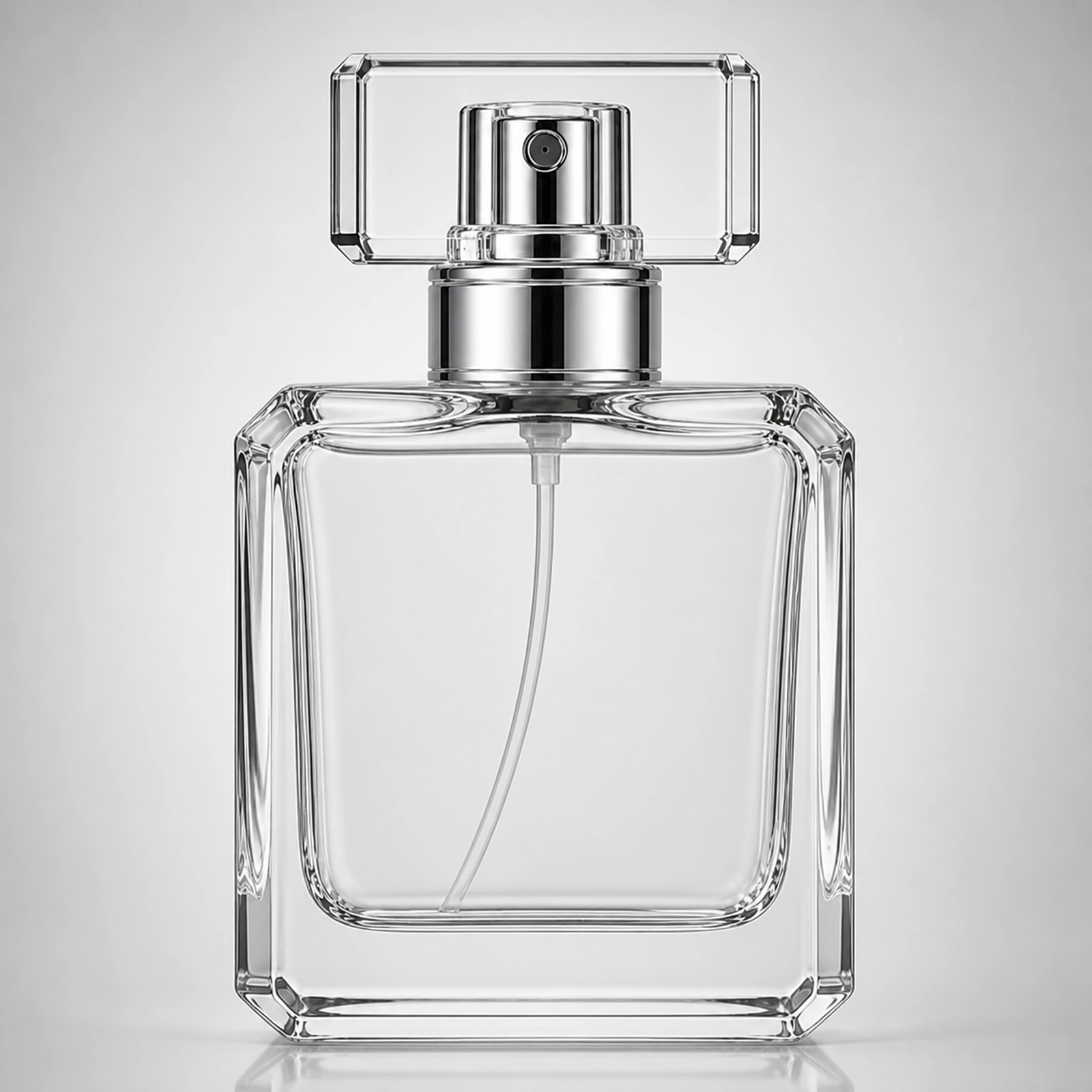 Chamfered Square Perfume glass perfume bottle with sprayer and cap - decoration view