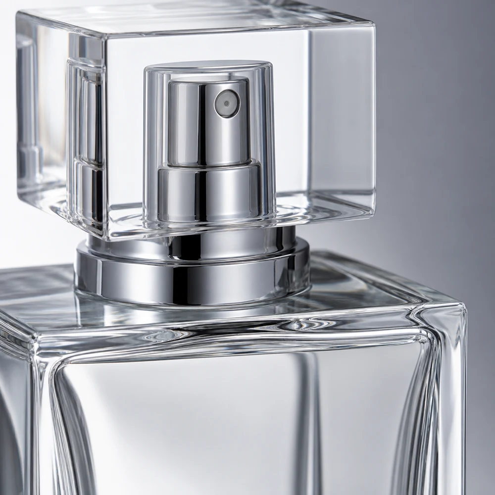 Cube Perfume glass perfume bottle with sprayer and cap - packing view